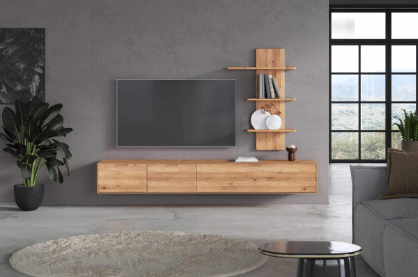 Wohnwand 1 WZ-0663 in Wildeiche massiv geölt