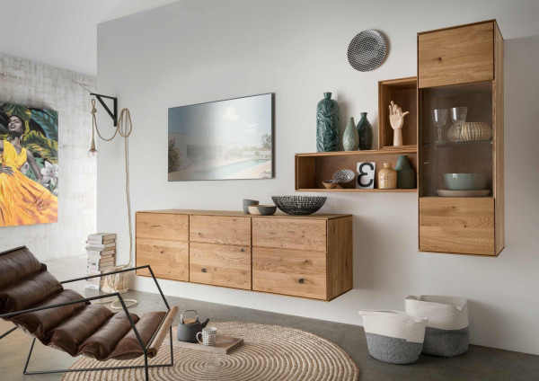 Wohnwand 2 WZ-0546 in Wildeiche massiv geölt