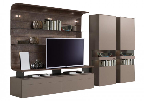 Wohnwand Gwinner Felino FE 207 SV Lack fango Rostoptik