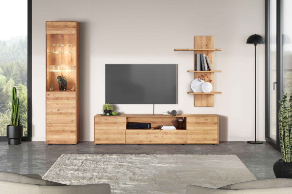 Wohnwand 3 WZ-0663 in Wildeiche massiv geölt