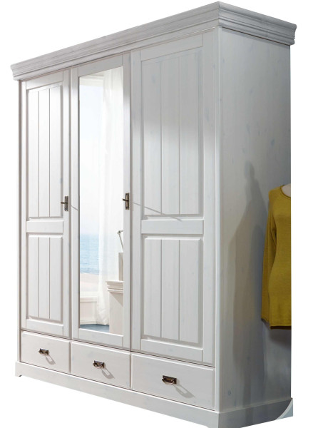 Kleiderschrank Skagen 3-türig Kiefer weiß massiv